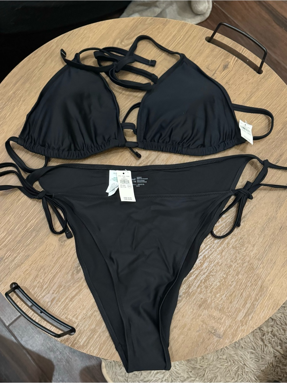 XXL Aerie black String Tie Bikini Set - Women Swim